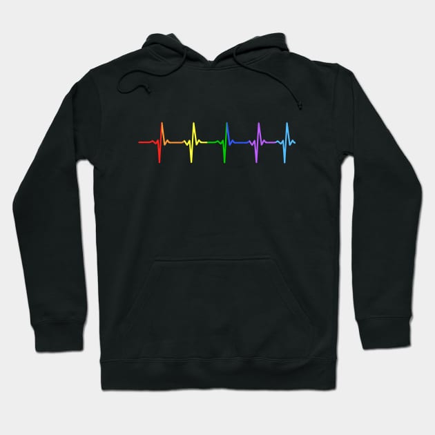 Gay Pride LGBT Heartbeat Pulse Hoodie by thingsandthings